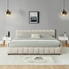 California King Chenille Grounded Beds Frame with 4 Storage Drawers, Upholstered Floor Bed with Headboard and Solid Frame, No Box Spring Needed - 3 of 4