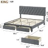 Homhougo Full Size Bed Frame, Upholstered Platform Bed Frame with Storage Drawers, Mattress Foundation with Solid Wooden Slats Support, Beige - 2 of 4