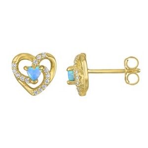 Junior Jewels 14K Gold Over Sterling Silver Created Opal Stud Earrings - 1 of 2
