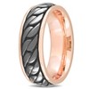 EVERLY JEWELRY | Rose Plated Sterling Silver with Black Rhodium Plating Ribbed Design Men's Ring - 2 of 4