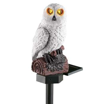 Collections Etc Hooting White Owl Solar Garden Stake