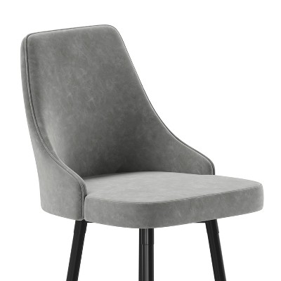 Gray Leather and Chrome Counter Height Stools - Set of 2