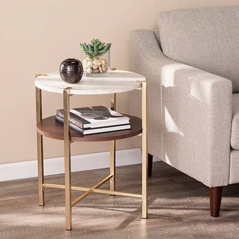 brass top side table