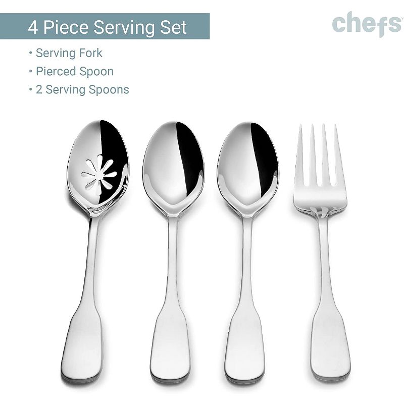 Chefs 18/10 Stainless Steel 44pc Flatware Set, Service for 8, Toulon Satin, 4 of 7