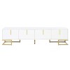 TV Console With Metal Legs And Gold Handles For 80" TV, TV Console With Cabinets And Adjustable Shelves,TV Cabinet For Living Room-Cuddlewood - 3 of 4