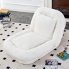Vynxaria Off-White Plush Fabric Folding Floor Chair Set of 1 with 5 Adjustable Positions 90 to 180 Degree Backrest Iron Frame Gaming Meditation Ready - 2 of 4