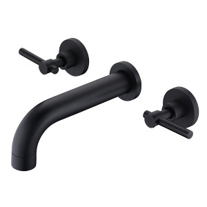 Sumerain Matte Black Bath Tub Faucet Set Wall Mount Bathtub Filler Two Handle with Rough-in Valve - 1 of 4
