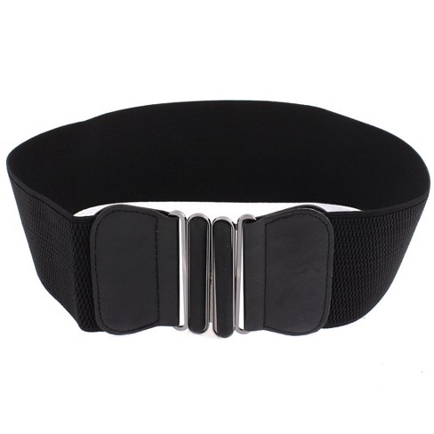 Unique Bargains Women's Adjustable Elastic Wide Waistband Waist Belt 61cm Long Black - image 1 of 3