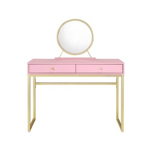Vynxaria Elegant Vanity Desk with Mirror & Jewelry Tray - Stylish Storage Solution - 1 of 4