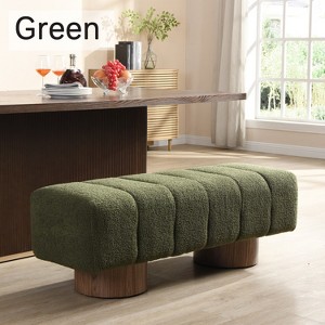 Hrinhom 50"W Upholstered Dining Stools,Benches,Ottoman, Wooden Legs,Boucle - 1 of 4