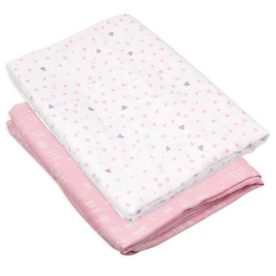 Image of Honest Baby Organic Cotton Muslin Swaddle Blankets - Love Dot 2pk