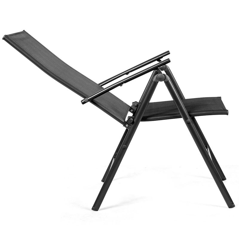Costway Set of 2 Patio Folding Chair Recliner Adjustable  Black, 2 of 11