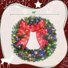 48" Pre-Lit Christmas Wreath with 3D Red Bow & 11 Lighting Modes for Door or Wall Décor - 3 of 4