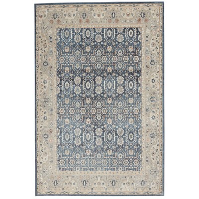Nourison Malta Bordered Floral Traditional Indoor Area Rug Blue/Grey 3'11" x 5'7"