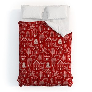 Pimlada Phuapradit Christmas village Red Comforter + Pillow Sham(s) - Deny Designs - 1 of 3
