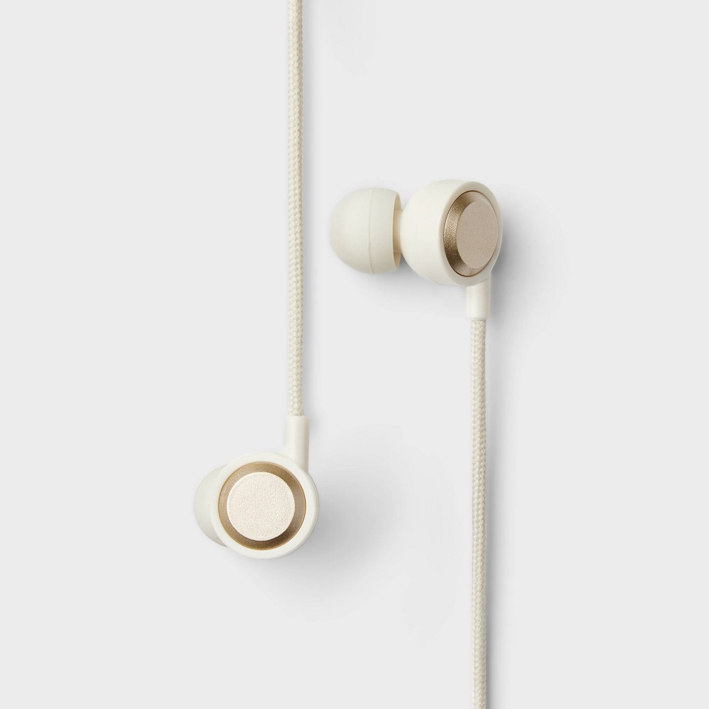 Photos - Headphones Wired Earbuds with Microphone - heyday™ White Stylized