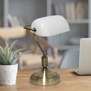 Creekwood Home 15" Timeless Antique Nickel Bankers Table Lamp Shade - 1 of 4
