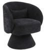 Grungis Linen Swivel Accent Chair with Wooden Base,Ergonomic Design Barrel Chair,Armchair for Bedroom,Reading Room - 4 of 4