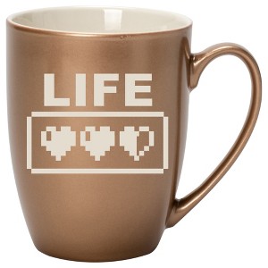 100 North Gaming 10 Ounce Bronze Metallic Finish, Comfortably Fits Your Hands, New Bone China Coffee Tea Cup Mug, Life - 1 of 1