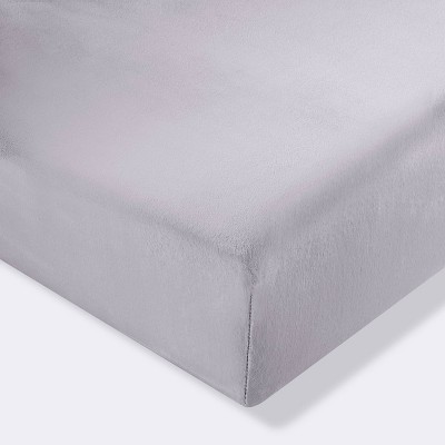 Plush Fitted Crib Sheet Solid - Cloud Island™ Gray
