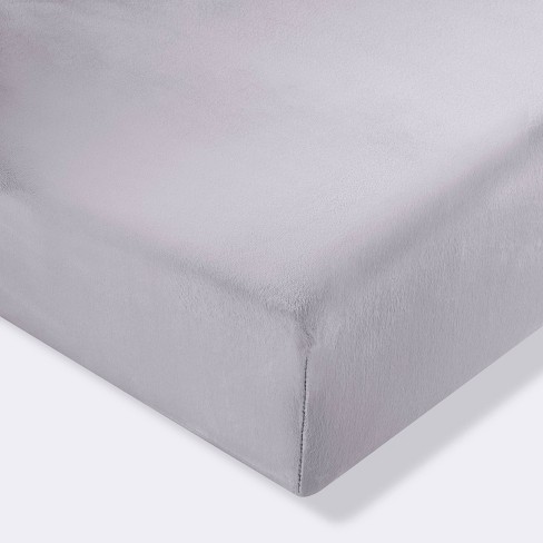 Plush Fitted Crib Sheet Solid - Cloud Island™ Gray - image 1 of 4