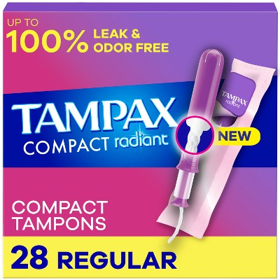 Tampax Compact Radiant Regular Absorbency Unscented Tampons - 28ct