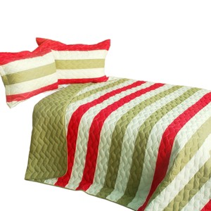 Slickblue Quilt Set Full/Queen with 2 Shams, Pre-Washed Reversible Design, Stripes Pattern, 5 Colors, 3 Piece - 1 of 4