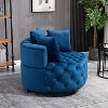 Modern Velvet Accent Chair With Button Tufting,Solid Wood Legs,And High-Density Foam,Classical Barrel Design,Includes 3 Throw Pillows-Cuddlewood - 2 of 4