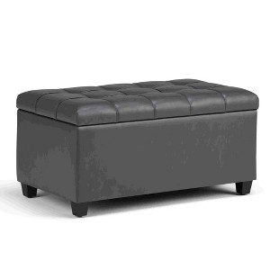 CAVINAS Faux Leather Storage Ottoman Bench,Upholstered Ottoman with Tufted Diamond Detail for Living Room,Bedroom - 1 of 4