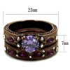 Slickblue Coffee Light Stainless Steel Ring with Amethyst CZ, Round Design, Women’s Fashion Ring, Multicolor, Sizes 5-10 - 2 of 4