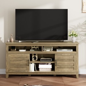 Modern TV Stand for 65 Inch, TV Semi-Open Double Door Cabinet with Shelves – Entertainment Center with 8 Storage for Living Room - 1 of 4