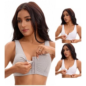 INSPIRE CHIC Women's Front Closure Adjustable Strap Wirefree Full Coverage Soft Workout Bras 3 Packs - 1 of 4