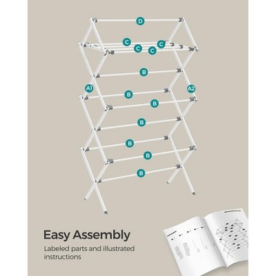 Foldable White Steel Frame Clothes Drying Rack