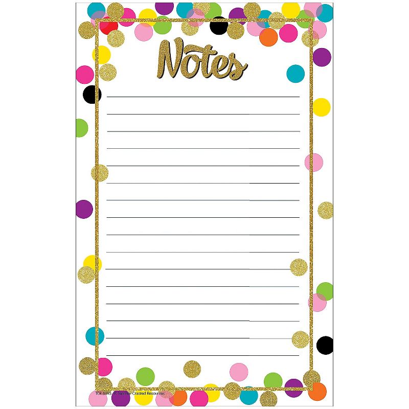 Teacher Created Resources Confetti Notepad 5" x 8" 3/pkg (TCR8893), 1 of 2