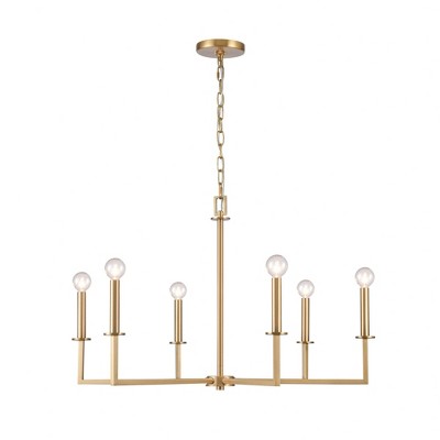 Elk Home Dunne 6 - Light Chandelier in  Lacquered Brass
