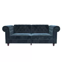 Finnley Velvet Upholstered Sofa Futon Blue - Room & Joy