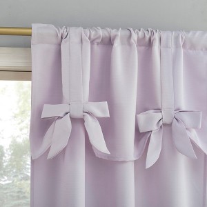 40"x84" Sun Zero Emma Bow Valance Semi-Sheer Rod Pocket Curtain Panel Lavender - 1 of 4