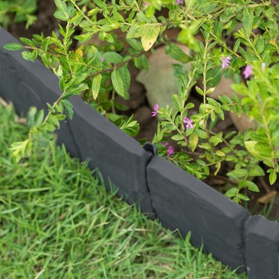 Gray Plastic Cobbled Stone Style Lawn Edging Set