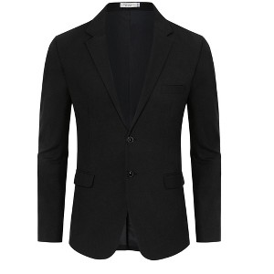 BLUEMING Mens Blazer Herringbone Blazer Jackets Two Button Coats Retro Lightweight Casual Knit Suit Jackets - 1 of 4