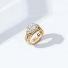 Sterling Silver Antique Ring Set | Platinum/Gold Plated with CZ | Vintage Cubic Zirconia Stacking Jewelry - 4 of 4