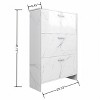 ZHUTA Marble Color High Glossy 3 Doors Shoe Cabinet with Retro Handles - 2 of 4