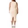 Agnes Orinda Women's Plus Size Twist Front Halter Neck Ribbed Sleeveless Midi Bodycon Dresses - 4 of 4