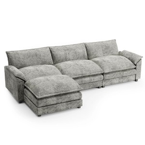 LACOO 118 in. Chenille L-Shaped Modular Sectional Sofa with Ottoman - 1 of 4