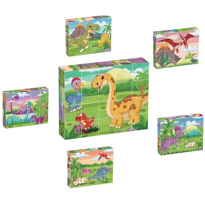 PICASSO-TILES 20 PC Dinosaur Theme Magnetic Building Puzzle Cubes Set for Kids Ages 3+