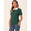 INSPIRE CHIC Women's Vintage Peter Pan Collar Contrast Puff Short Sleeve Blouse - 4 of 4