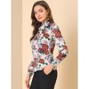 Allegra K Women's Bow Tie Neck Puff Sleeve Floral Print Blouse - 4 of 4