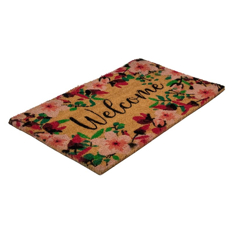 Northlight Natural Coir Blossoming Floral Outdoor Rectangular "Welcome" Doormat 18" x 30", 4 of 6