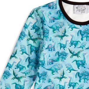 The Pink Picket Fence Suzie Dino Dress for Girls – Long Sleeve, Stretchy and Soft Play Dress – Hand-Painted Dinosaur Print - Sensory Friendly - 1 of 4