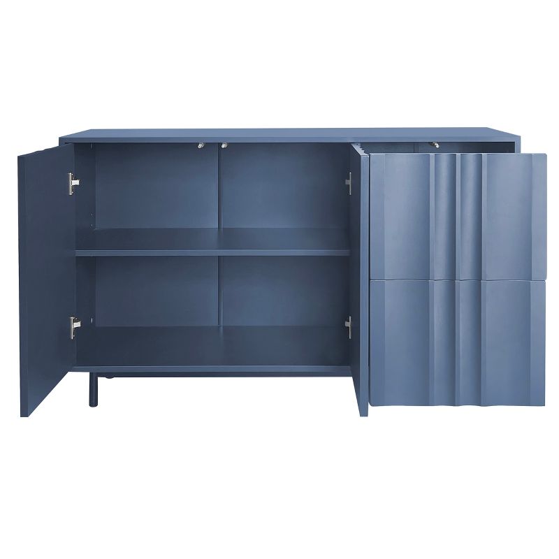 2-Door Wave Pattern Sideboard with 2 Drawers, Storage Cabinet with Adjustable Shelves 4M - ModernLuxe, 5 of 11