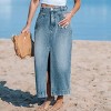 Women's Light Blue Denim Split Hem Midi Skirt - Cupshe - 3 of 4